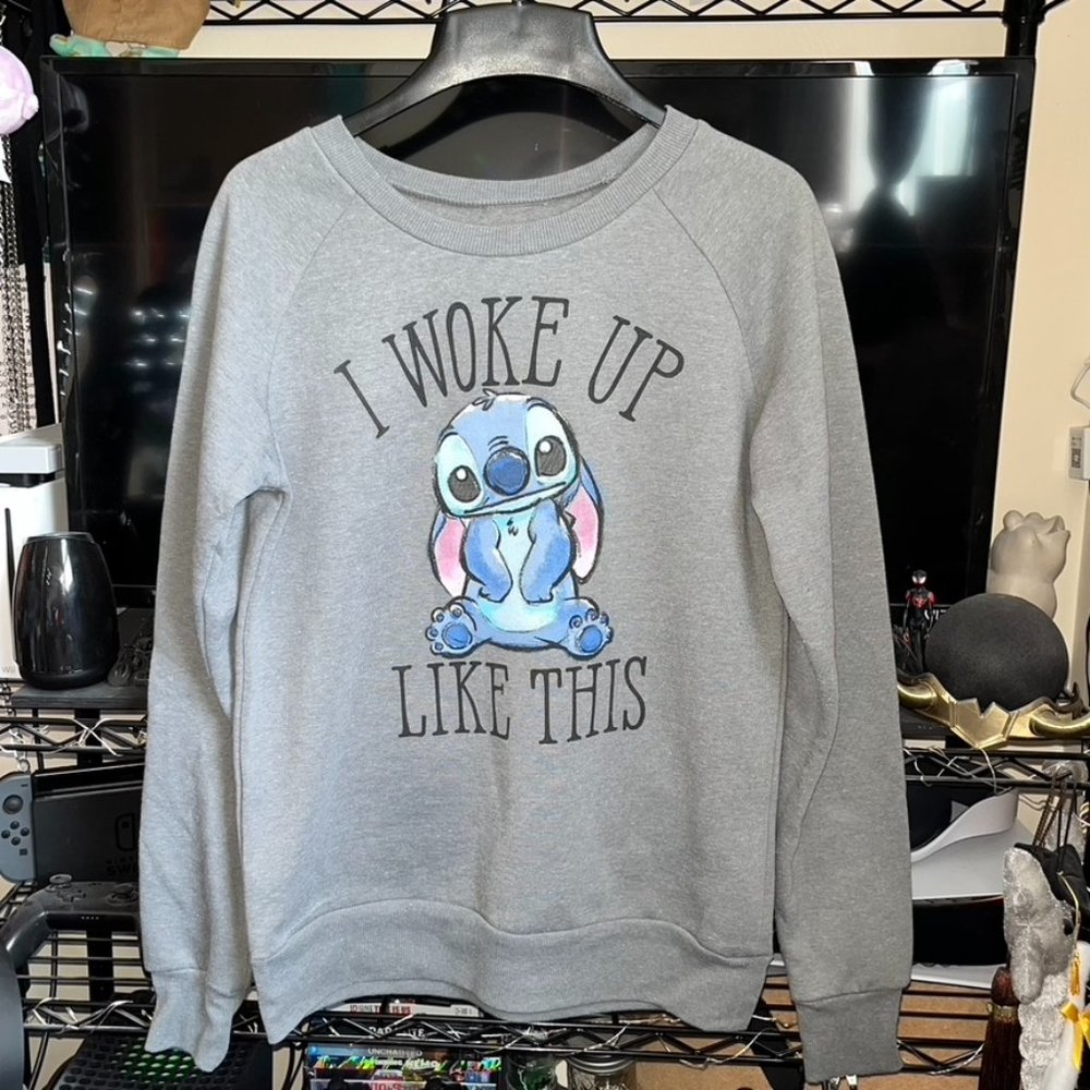 Small Disney "I Woke Up Like This" Stitch Crewneck Sweater